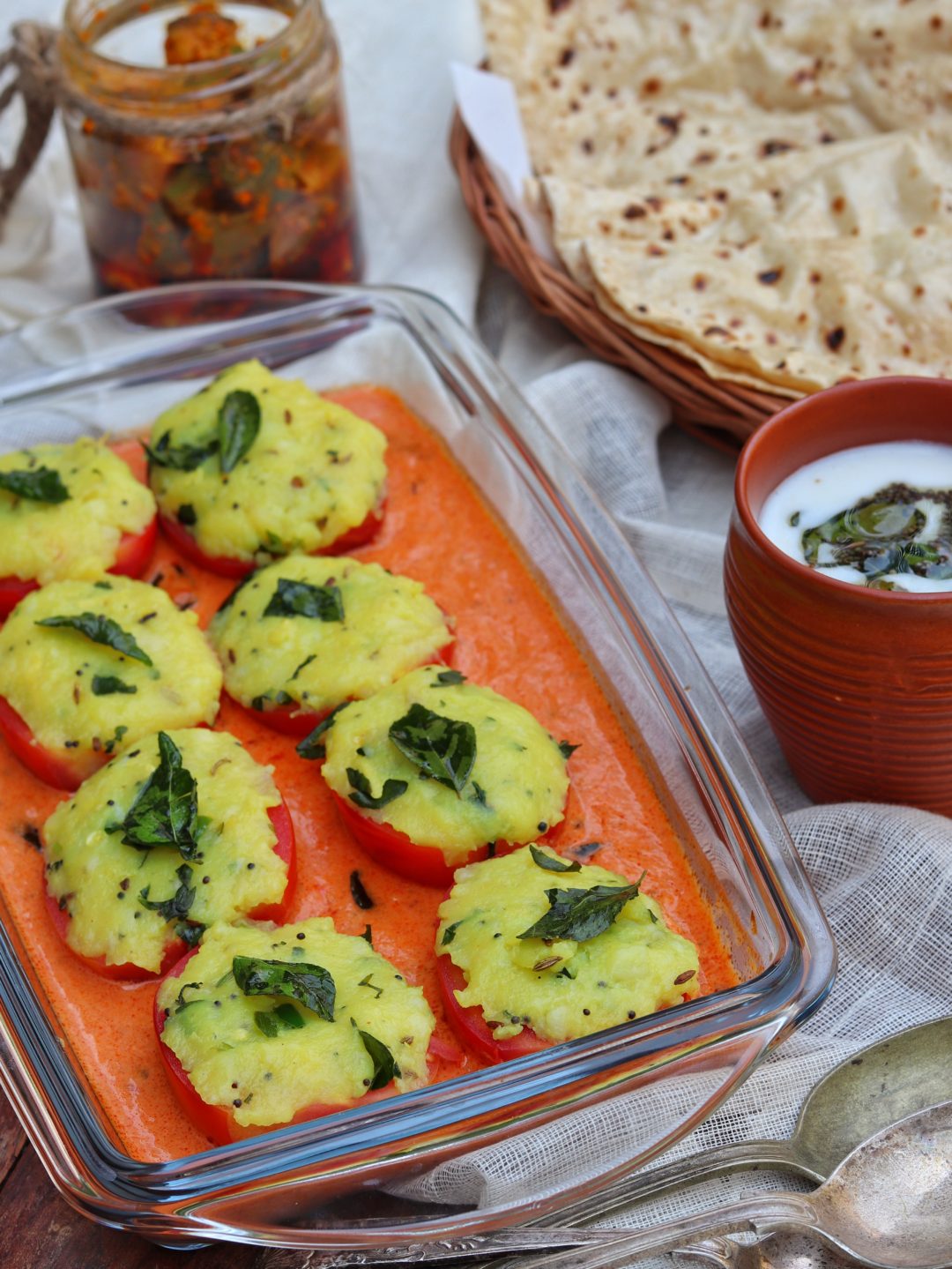 Stuffed Tomatoes Baked in a Makhani Gravy